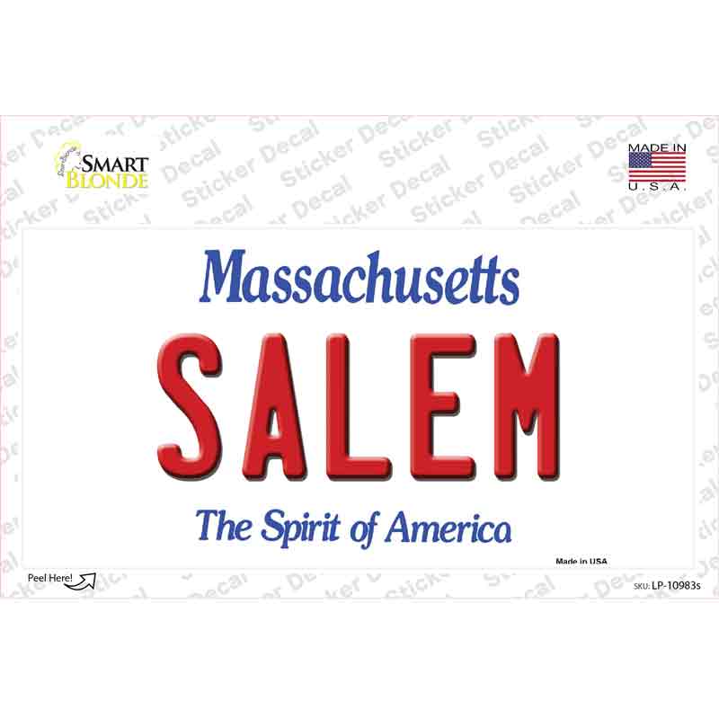 LP-10983s-M Salem Massachusetts Novelty Sticker Decal, Medium