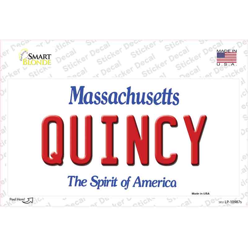 LP-10987s-M Quincy Massachusetts Novelty Sticker Decal, Medium