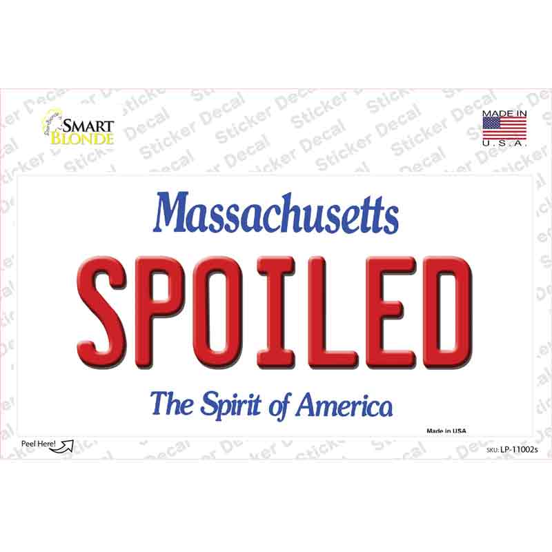 LP-11002s-M Spoiled Massachusetts Novelty Sticker Decal, Medium