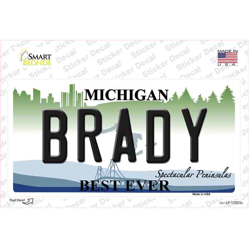 LP-11025s-M Brady Michigan Novelty Sticker Decal, Medium