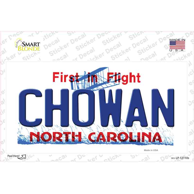LP-12110s-M Chowan North Carolina State Novelty Sticker Decal, Medium