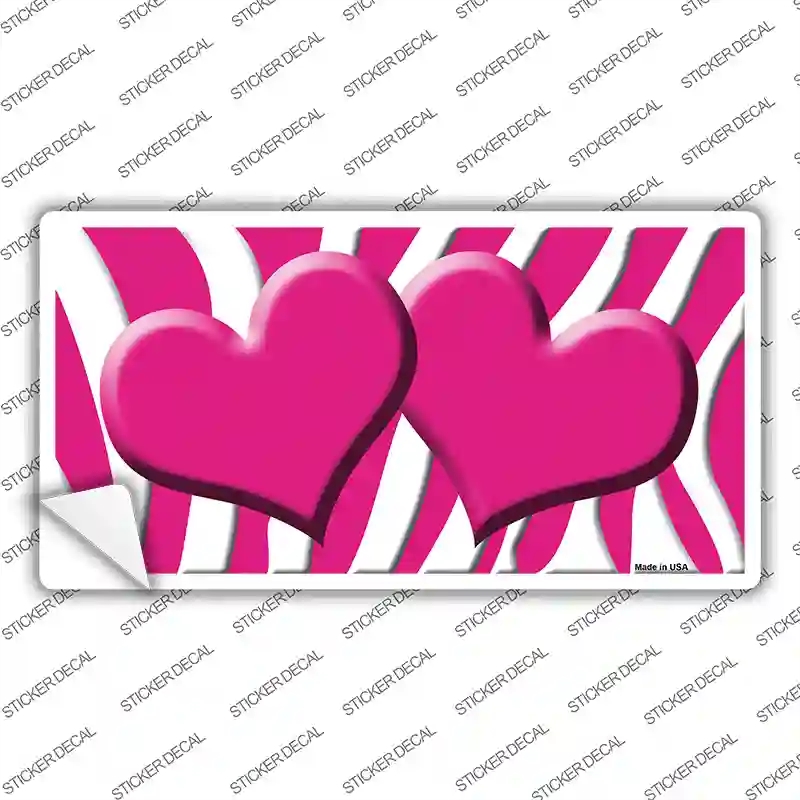 LP-2929s-L Pink White Zebra Centered Hearts Novelty Sticker Decal, Large