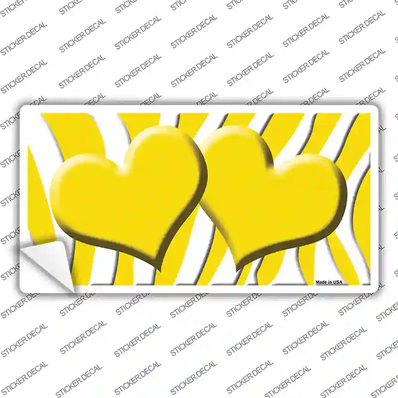 LP-2930s-XL Yellow White Zebra Centered Hearts Novelty Sticker Decal, Extra Large