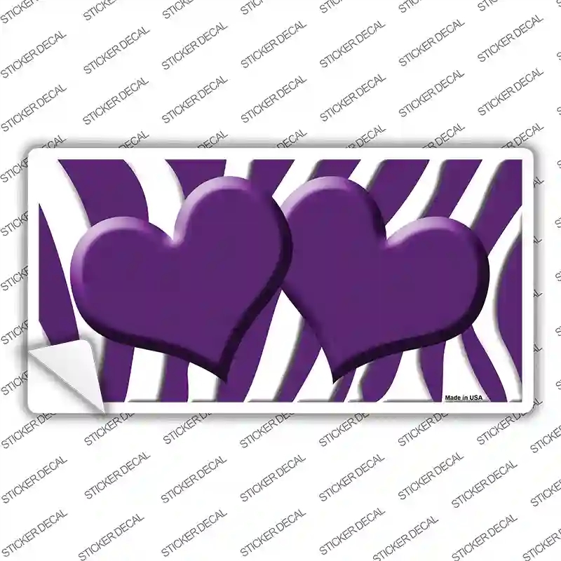 LP-2934s-S Purple White Zebra Centered Hearts Novelty Sticker Decal, Small