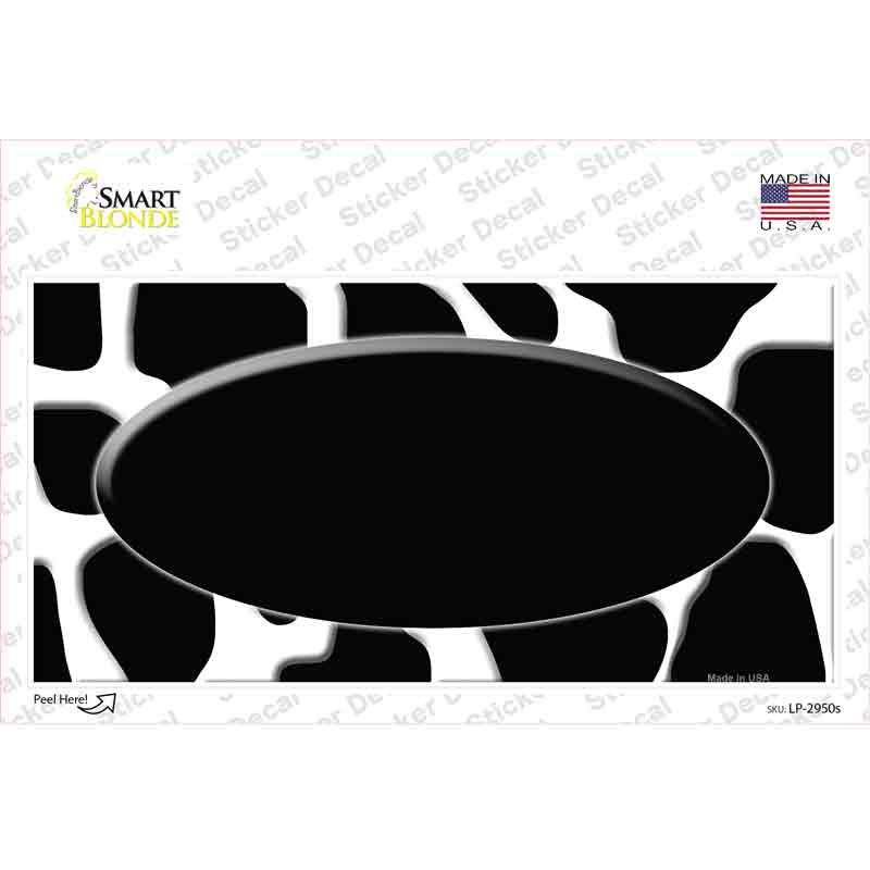 LP-2950s-M Black White Giraffe Center Oval Novelty Sticker Decal, Medium