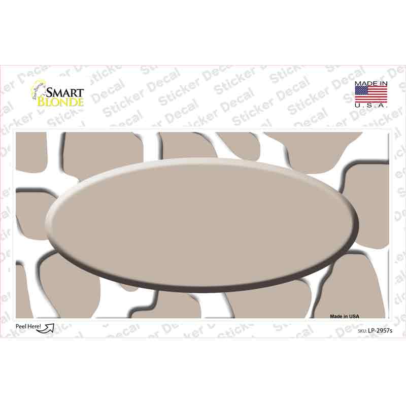 LP-2957s-M Tan White Giraffe Center Oval Novelty Sticker Decal, Medium