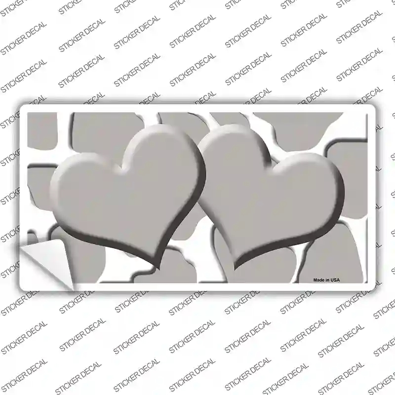 LP-2969s-XL Gray White Giraffe Centered Hearts Novelty Sticker Decal, Extra Large