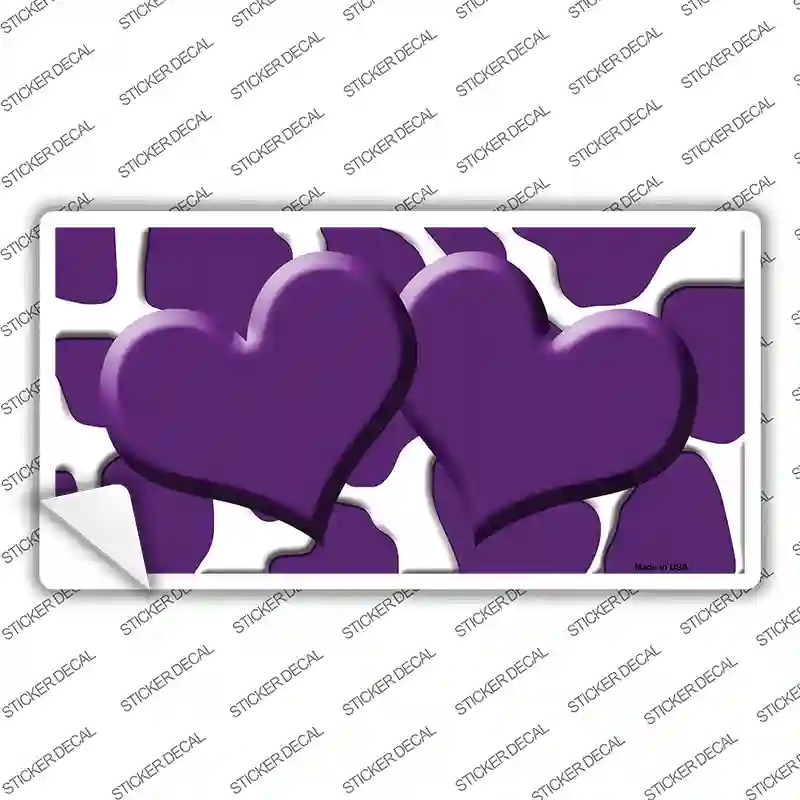 LP-2970s-S Purple White Giraffe Centered Hearts Novelty Sticker Decal, Small