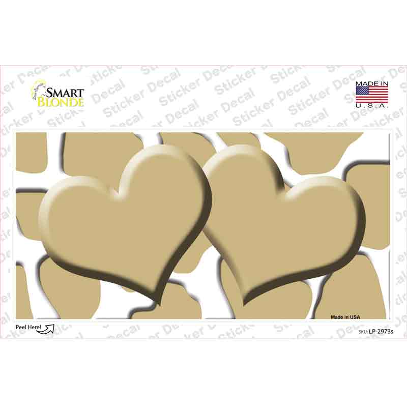 LP-2973s-M Gold White Giraffe Centered Hearts Novelty Sticker Decal, Medium