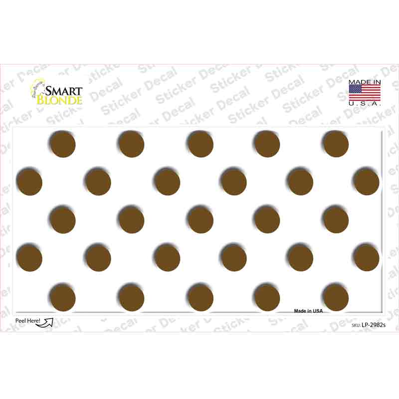 LP-2982s-M Brown White Polka Dot Novelty Sticker Decal, Medium