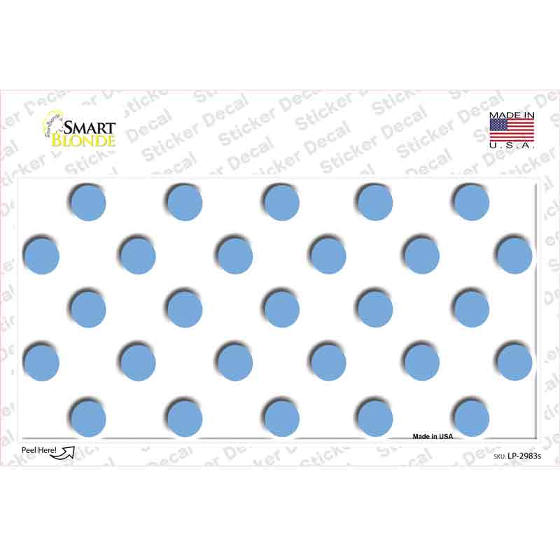 LP-2983s-M Light Blue White Polka Dot Novelty Sticker Decal, Medium