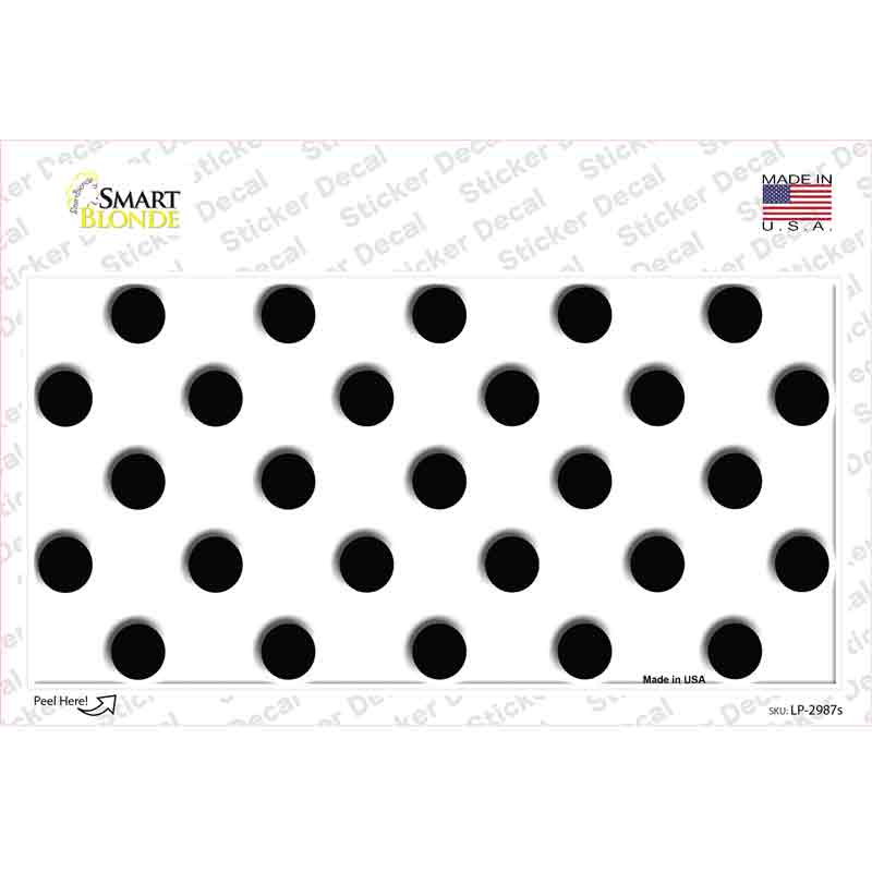 LP-2987s-M Black White Polka Dot Novelty Sticker Decal, Medium
