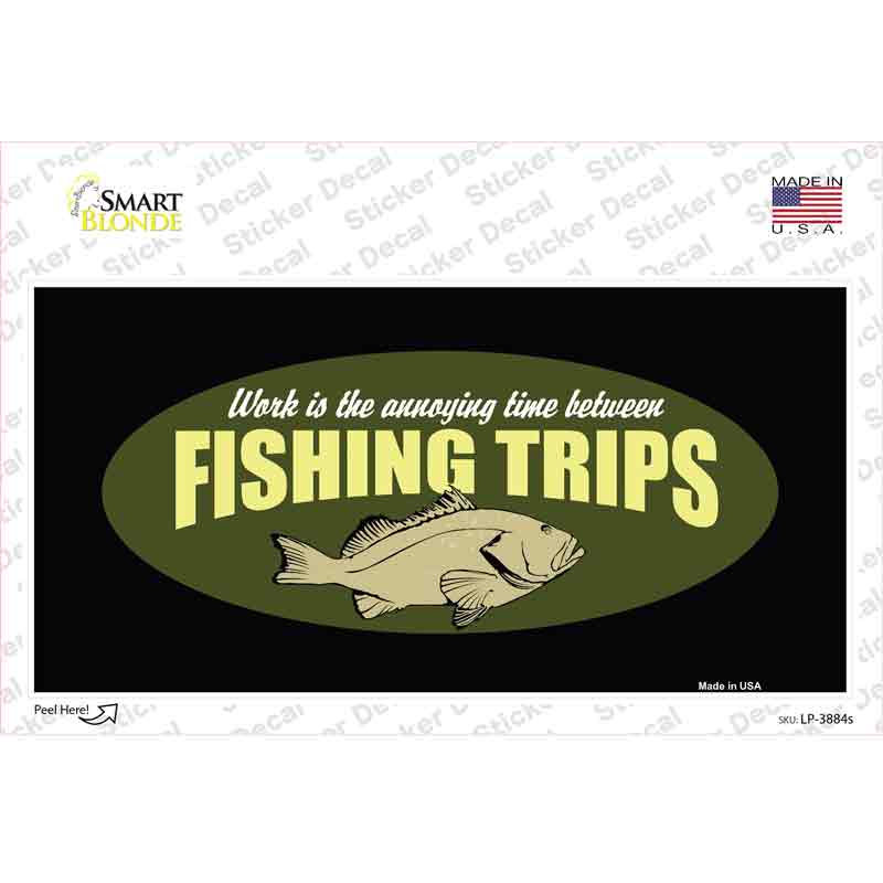 LP-3884s-M Fishing Trips Novelty Sticker Decal, Medium