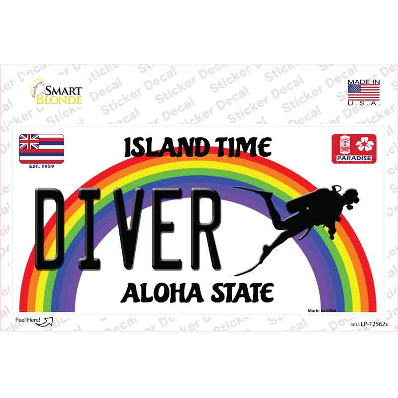 LP-12562s-M Diver Hawaii Novelty Sticker Decal, Medium