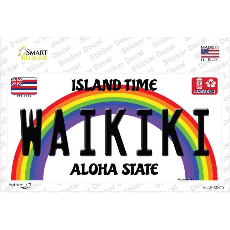 LP-12571s-M Waikiki Hawaii Novelty Sticker Decal, Medium