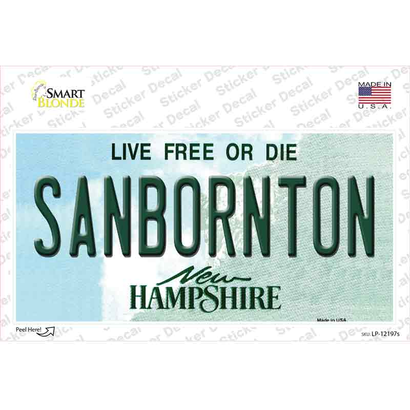 LP-12197s-M Sanbornton   Hampshire Novelty Sticker Decal, Medium