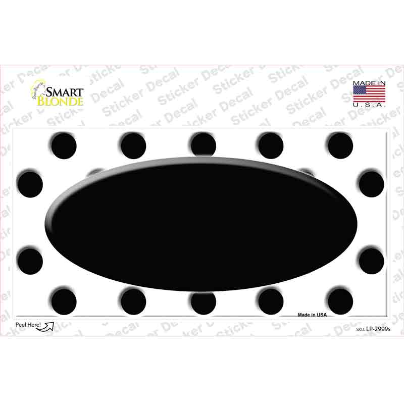 LP-2999s-M Black White Polka Dot Center Oval Novelty Sticker Decal, Medium