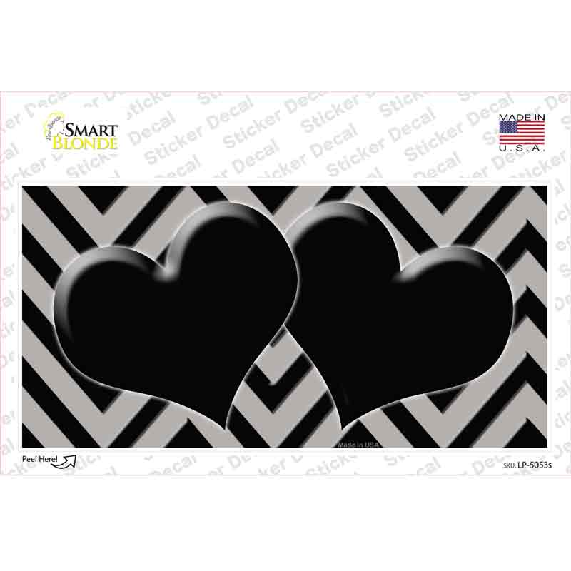 LP-5053s-M Gray Black Chevon Hearts Novelty Sticker Decal, Medium