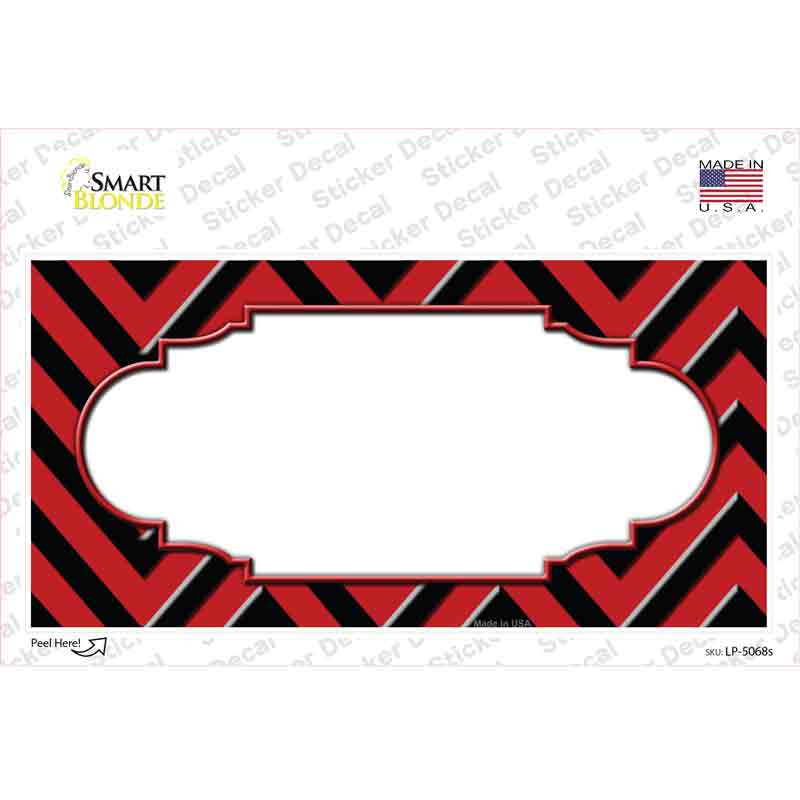 LP-5068s-M Red Black Chevron Scallop Novelty Sticker Decal, Medium