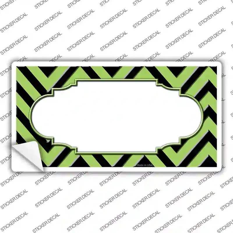 LP-5073s-L Lime Green Black Chevron Scallop Novelty Sticker Decal, Large