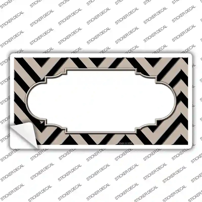 LP-5074s-S Tan Black Chevron Scallop Novelty Sticker Decal, Small