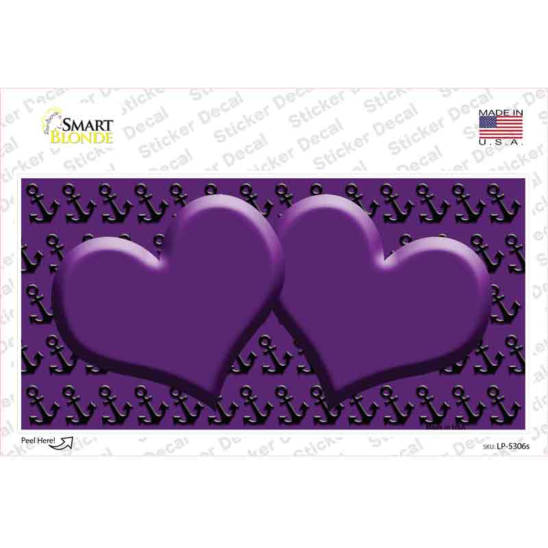 LP-5306s-M Purple Black Anchor Heart Center Novelty Sticker Decal, Medium