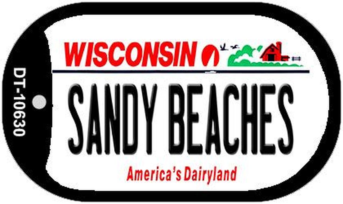 Picture of Smart Blonde DT-10630 1.5 x 2 in. Sandy Beaches Wisconsin Novelty Metal Dog Tag Necklace
