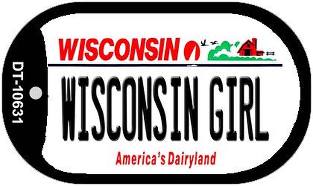 Picture of Smart Blonde DT-10631 1.5 x 2 in. Wisconsin Girl Wisconsin Novelty Metal Dog Tag Necklace