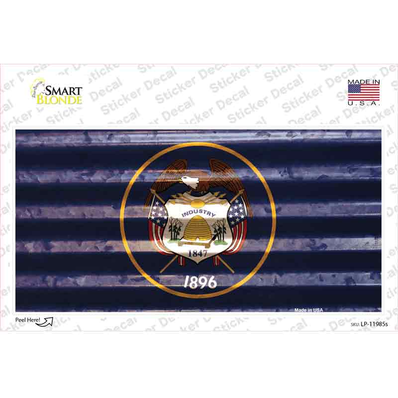 LP-11985s-M Utah Corrugated Flag Novelty Sticker Decal, Medium