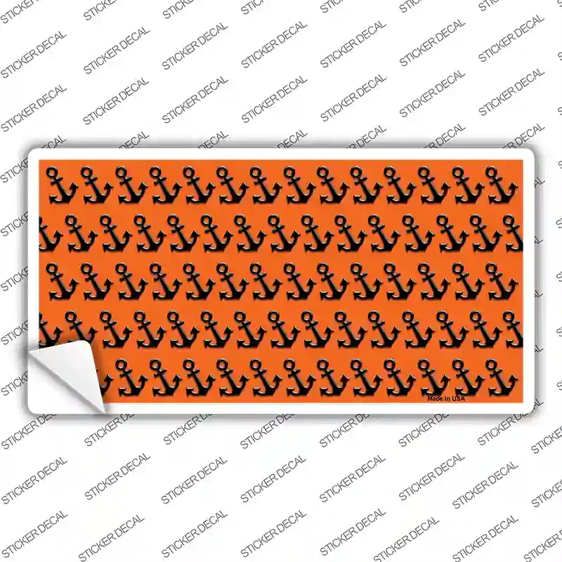 LP-5288s-S Orange Black Anchor Novelty Sticker Decal, Small