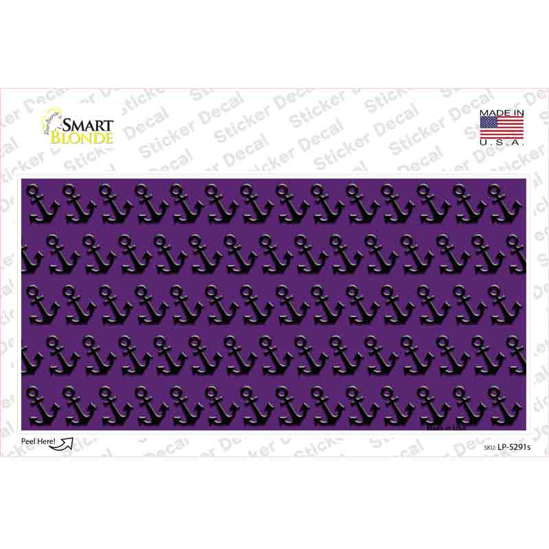 LP-5291s-M Purple Black Anchor Novelty Sticker Decal, Medium