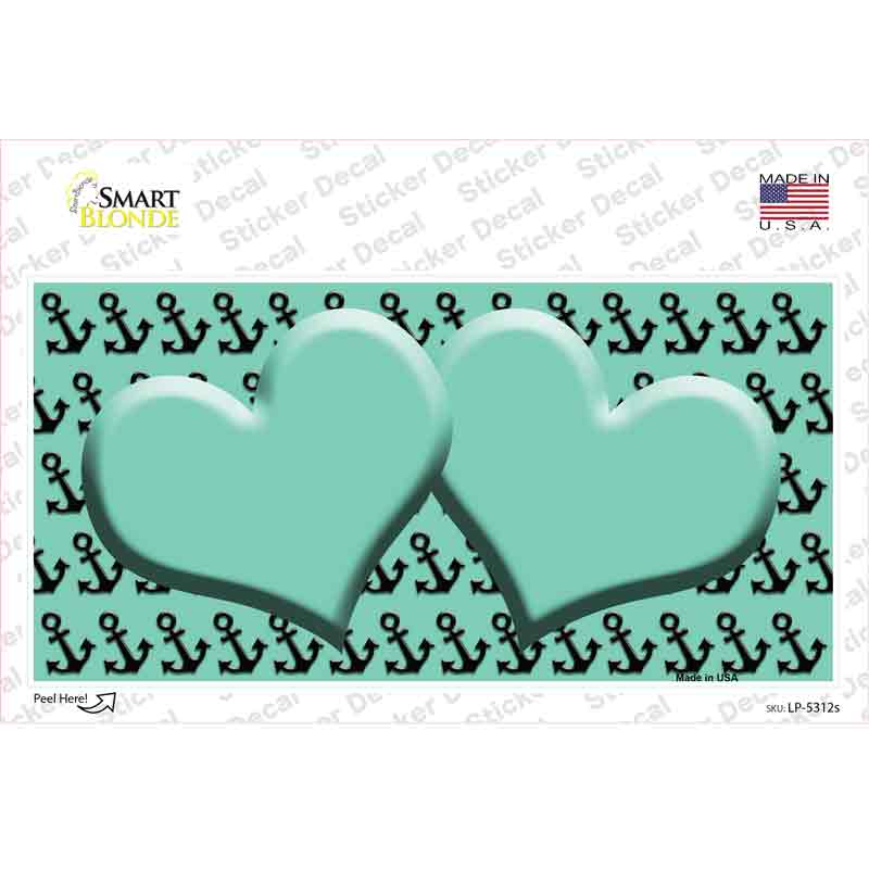 LP-5312s-M Mint Black Anchor Heart Center Novelty Sticker Decal, Medium