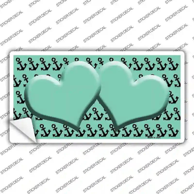 LP-5312s-S Mint Black Anchor Heart Center Novelty Sticker Decal, Small