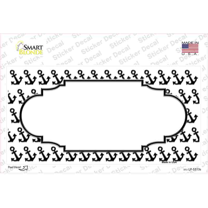 LP-5313s-M White Black Anchor Scallop Center Novelty Sticker Decal, Medium