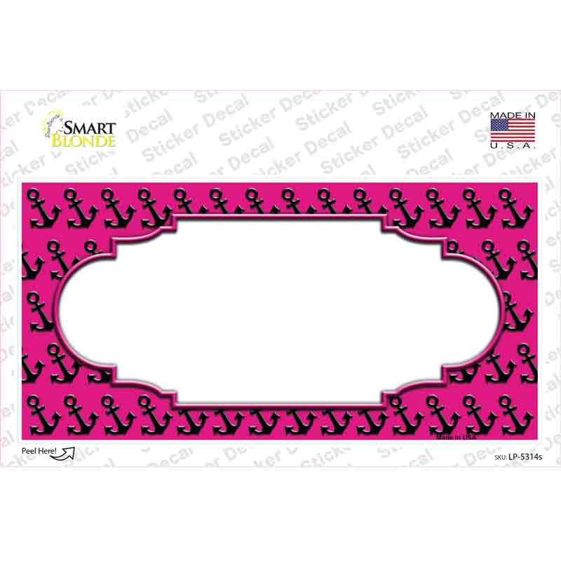 LP-5314s-M Pink Black Anchor Scallop Center Novelty Sticker Decal, Medium