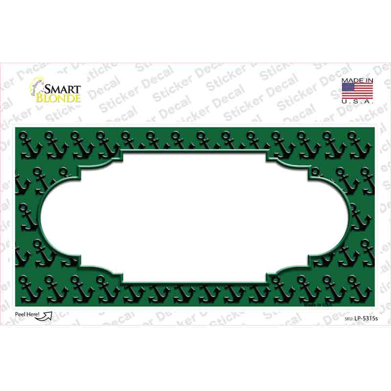 LP-5315s-M Green Black Anchor Scallop Center Novelty Sticker Decal, Medium