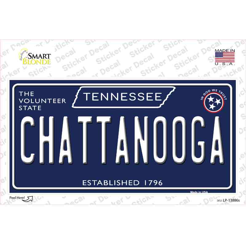 LP-13886s-M Chattanooga Tennessee Blue Novelty Sticker Decal, Medium