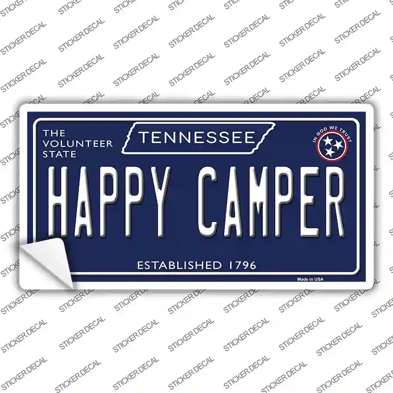 LP-13911s-S Happy Camper Tennessee Blue Novelty Sticker Decal, Small