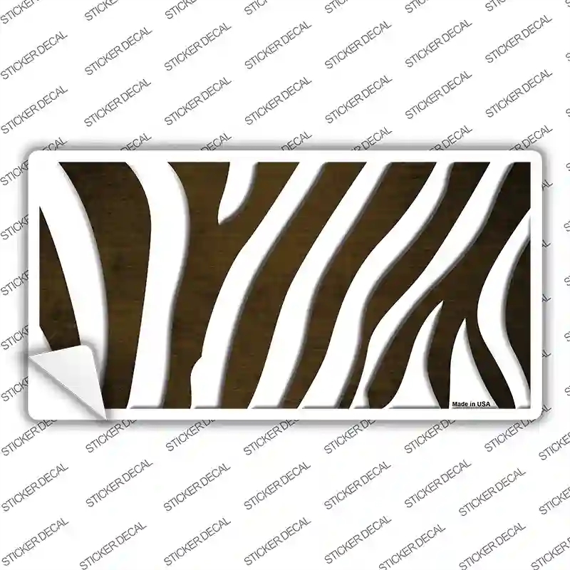 LP-6918s-S Brown White Zebra Oil Rubbed Novelty Sticker Decal, Small