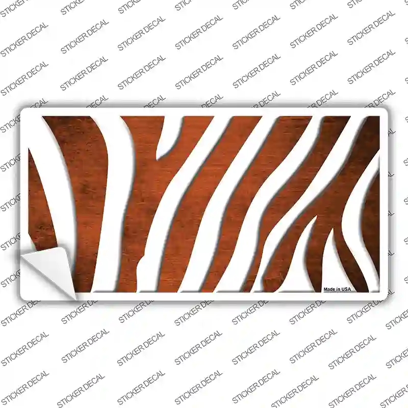 LP-6920s-L Orange White Zebra Oil Rubbed Novelty Sticker Decal, Large