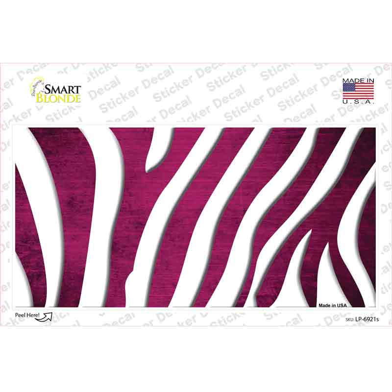 LP-6921s-M Pink White Zebra Oil Rubbed Novelty Sticker Decal, Medium
