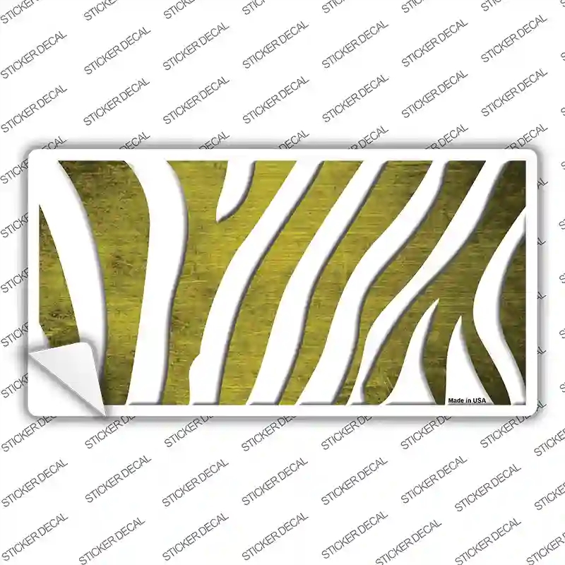 LP-6922s-S Yellow White Zebra Oil Rubbed Novelty Sticker Decal, Small