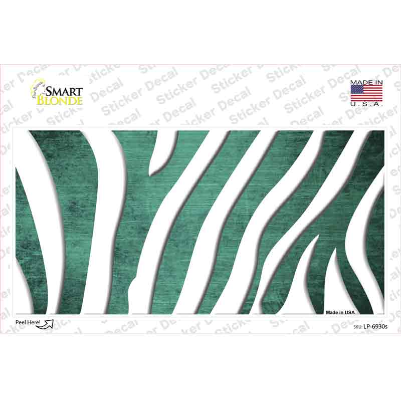 LP-6930s-M Mint White Zebra Oil Rubbed Novelty Sticker Decal, Medium