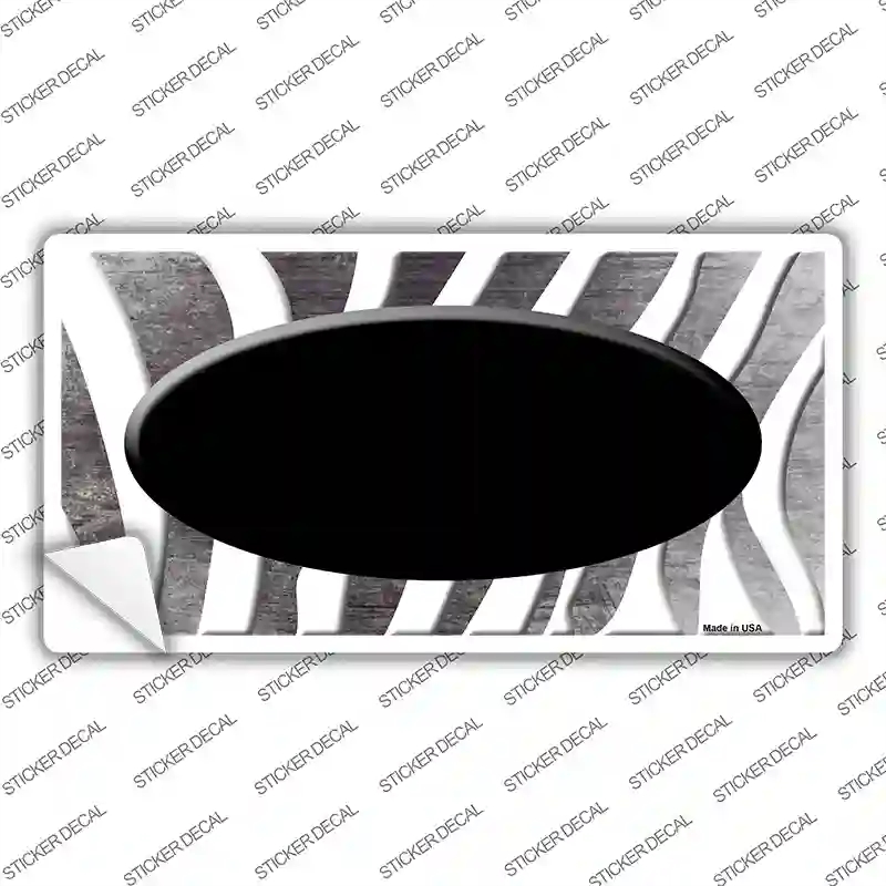 LP-6932s-S Black White Zebra Oval Oil Rubbed Novelty Sticker Decal, Small