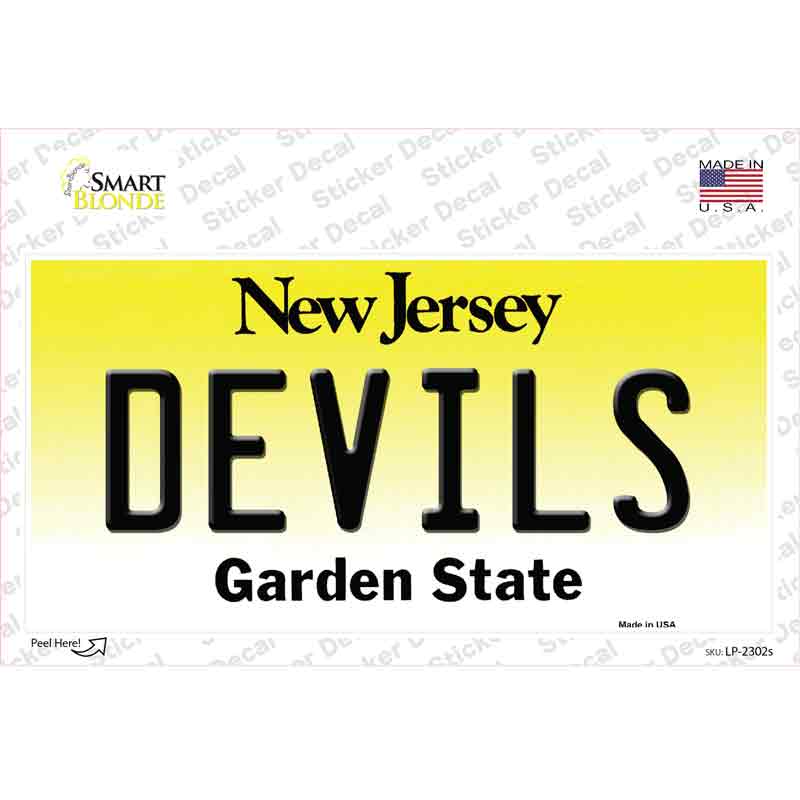 LP-2302s-M Devils   Jersey State Novelty Sticker Decal, Medium