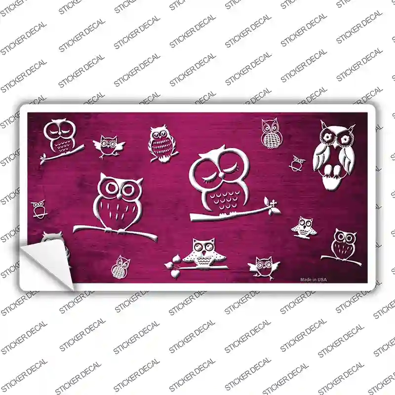 LP-7738s-S Pink White Owl Oil Rubbed Novelty Sticker Decal, Small