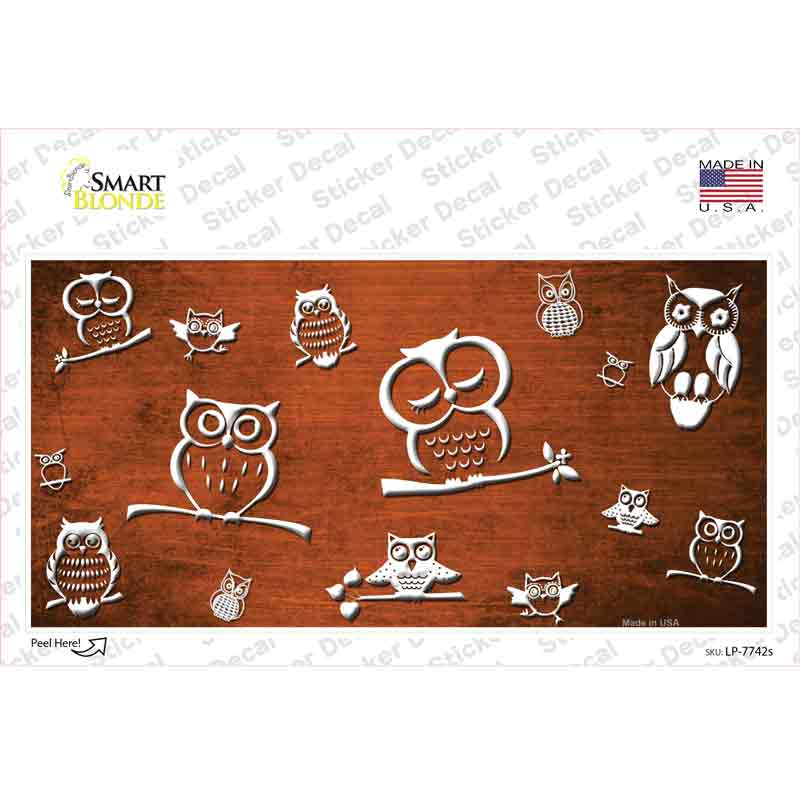 LP-7742s-M Orange White Owl Oil Rubbed Novelty Sticker Decal, Medium