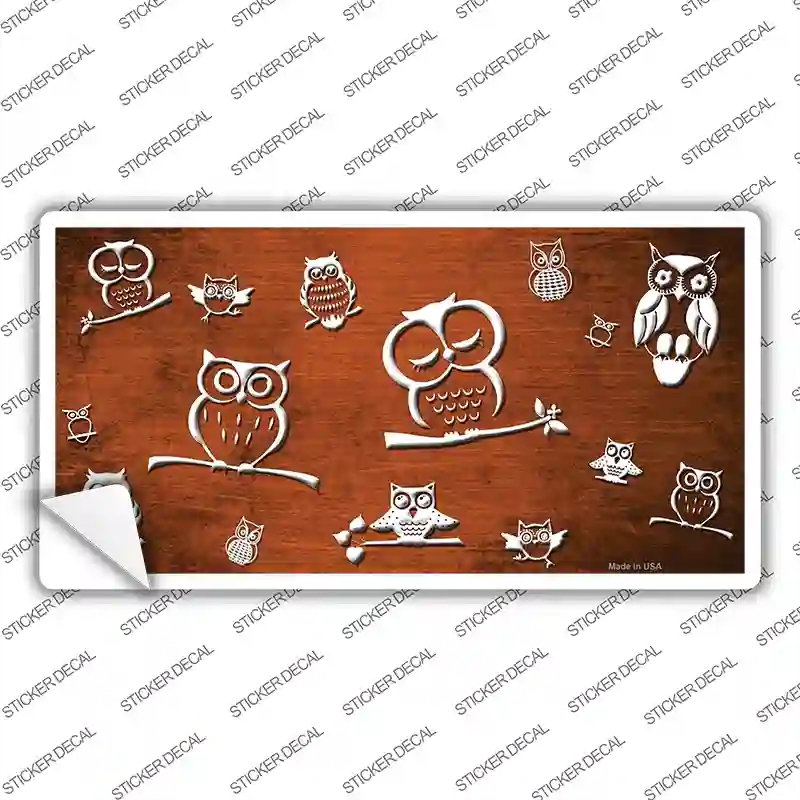 LP-7742s-XL Orange White Owl Oil Rubbed Novelty Sticker Decal, Extra Large