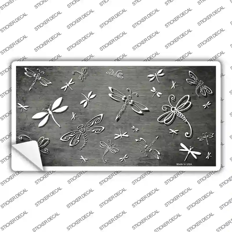 LP-7699s-S Gray White Dragonfly Oil Rubbed Novelty Sticker Decal, Small