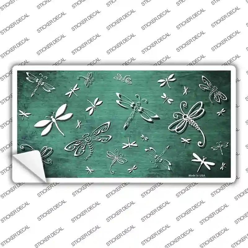 LP-7706s-L Mint White Dragonfly Oil Rubbed Novelty Sticker Decal, Large